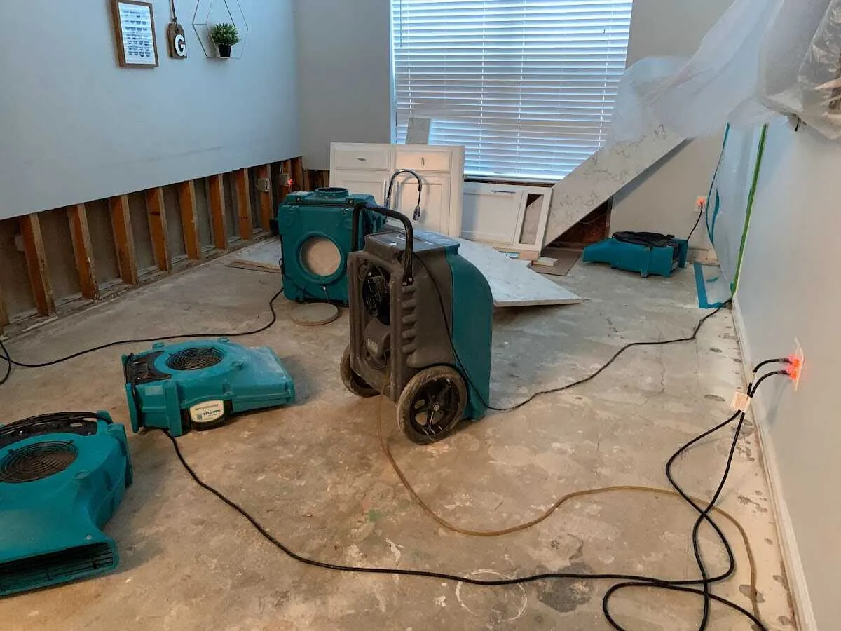 Dehumidifier in flood-cut room for Water Damage Restoration in Castaic